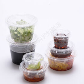 Plastic Deli Sauce Cups Chutney 2oz 4oz Dessert Condiment Reusable w/ Lids