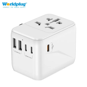 Worldplug CE/FCC International Plug Adapter PD 35W Fast Wall Charger World Universal Travel Adapter with USB and Type-C