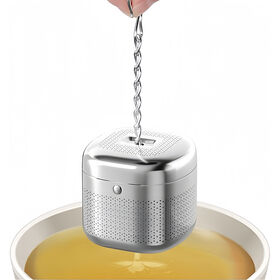 Wholesale Square Box Shape Tea Filter Strainer 304 Stainless Steel Tea Infuser With Lid and Chain