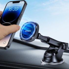 Support magnétique pour voiture avec chargeur sans fil MagSafe 15W et logo personnalisé pour iPhone