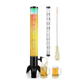 3L Cylinder Beer Tower Dispenser, Cold Beverage Storage Bar Party with Ice  Tube