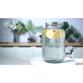 1 Gallon 3.8L Clear Glass Mason Jar Big Volume Juice Glass Drink Beverage  Dispenser with Tap and Metal Stainless Stand - China Beverage Dispenser Mason  Jars and Glass Beverage Dispenser with Tap