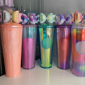 Blush Iridescent Cute Drink Tumbler - Travel Cup & Straw, 24oz 