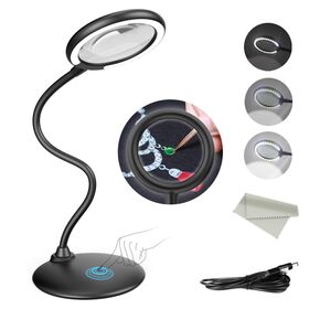 3X Dimmable LED Magnifying Lamp, Hands Free Magnifying Glass with Light and  Stand for Reading, Seniors, Hobbies, Craft