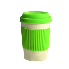 420ml Portable Practical Reusable Bamboo Fiber Coffee Cups Eco Friendly  Non-slip Solid Travel Car Mugs Useful Outdoor