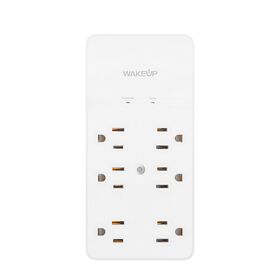 Multiprise murale 6 prises avec charge rapide PD 20W, ports USB Type-C et USB intelligents. Mise à la terre standard pour la maison et le bureau.