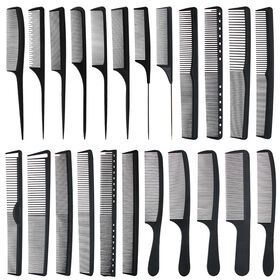 Set 10 Peignes Kit de Coiffure Peigne Fibre Carbone Professionnel pour  Salon Coiffure Barbe Cheveux