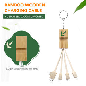 Degradable 5-in-1 keychain usb cable with phone holder wheat straw recyclable cable