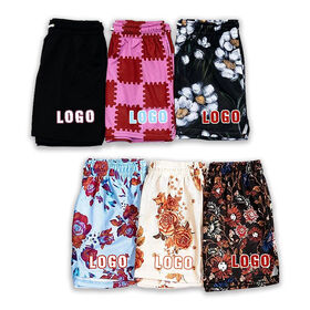 Produsen Desainer Musim Panas Potongan Crop Logo Kustom Poliester Paisley Dicetak Celana Pendek Mesh Pria