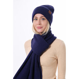 UGG Navy Blue Knit Beanie and Circular Scarf Set NWT UGG Pompom Solid Rib Knit Beanie Hat Blue OS | eBay main image 3