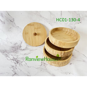 Well - Crafted Three layers Bamboo Storage Bamboo Kitchen Storage Bamboo Pantry Container Bamboo Dinnerware Set