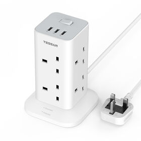 TESSAN Multi Power Strip Tower with 8 AC outlets & 3 USB Ports for Home,Kitchen,Office Accessories