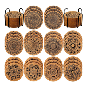 Absorbent Cork Coasters: Wooden Beer Mats, Natural Cork, Bulk Farmhouse  Coasters, Custom Set