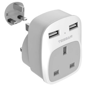 Adaptateur de Voyage Royaume-Uni vers Royaume-Uni/Hong Kong/Singapour/Malaisie/Arabie Saoudite/EAU avec 2 USB-A for sale