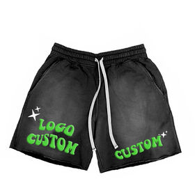 Shorts Molleton French Terry Homme Délavé Acide, Impression Sérigraphique Vintage en Coton de Haute Qualité, Fabricant Personnalisé