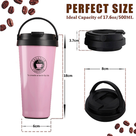 Penjualan Laris Botol stainless steel 304 sederhana Gelas kopi Insulasi Vakum Reusable dengan pegangan