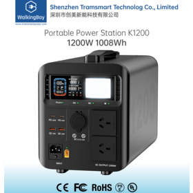 Tragbare Camping Powerstation K1200, AC-Ausgang 1200W, AC-Eingang 600W, Kapazität 1008Wh, LifePo4-Batterie, 2h Ladezeit + USV + MPPT