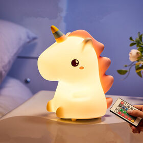 YI DEF Creative unicorn pat night light rechargeable bedroom bedside child  feeding sleep silicone pat light LED children night light, luminous unicorn