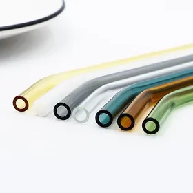 200*8mm Korean ins Style Color Thick Glass Straw Clear Creative  Heat-resistant High Borosilicate