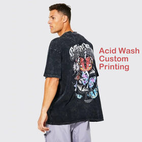 Hochwertiges, individuell bedrucktes Digital DTG Schwergewicht Blanko-T-Shirt aus Acid-Washed Vintage-Baumwolle für Damen und Herren im Oversized-Stil.