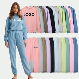 Setelan Training Unisex Katun Kustom Baru, Set 2 Pcs Wanita Kaos Kaus Celana Training, Kaos Wanita Kasual, Setelan Training