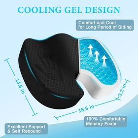 Motor Trend Cooling Car Seat Cushion with Memory Foam, Made with Orthopedic  Gel for Maximum Coccyx Comfort & Back Pain Relief, Ideal Office Chair