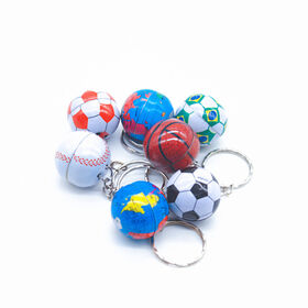 Sparkly Glitter Football & Baseball Keychain - Rhinestone Sports Key Ring For Fans
