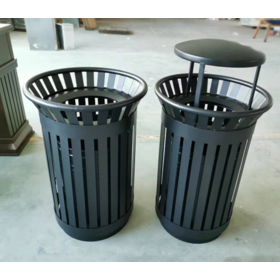 Wholesale strong metal garbage bin trash can for the street and park trash bin Garbage Can