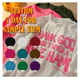Hochwertiges 210GSM Herren T-Shirt mit individuellem LOGO Puff Print, Übergröße, schwer, 100% Baumwolle, Unisex, schlichtes Oversize Tee für Damen