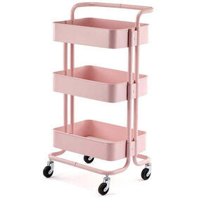 3 Tier Rolling Utility Storage Cart With Handles And Roller Wheels