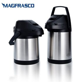 WUJO hot cold water air pump coffee pot flask thermos stainless steel  airpot with lever