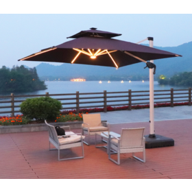 Wholesale LED Beach Patio Garden Outdoor Umbrella Aluminium Frame Parasol Patio Umbrella for patio and beach
