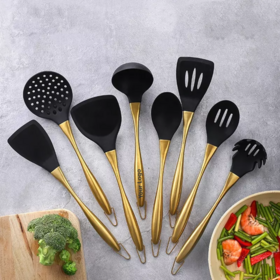 Gold Kitchen Utensils Set, Standcn 9 PCS 304 Stainless Steel All