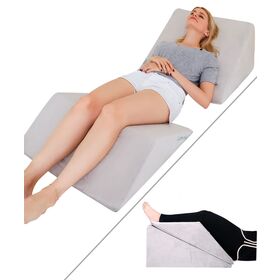 2pcs Memory Foam Bed Wedge Pillow Set for Back, Leg, and Knee Pain Relief -  Triangle Pillow with Removable Cover