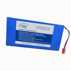 VCELL/OEM Batterie LiFePO4 Rechargeable 12.8V 24Ah 307.2Wh 4S avec PCM, Remplacement Direct Plomb-Acide 12V pour Camping-Car, Marine.
