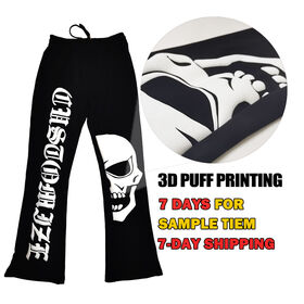 OEM Personnalisé Évasé Impression Gonflante Streetwear Vente en gros Coupe Slim Survêtement Homme Ensemble de jogging Pantalons de jogging empilés