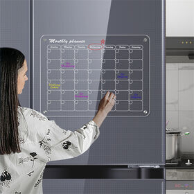Calendrier effaçable à sec magnétique pour réfrigérateur acrylique  transparent Calendrier du réfrigérateur Tableau d'effacement magnétique à  sec pour réfrigérateur Calendrier réutilisable Tableau blanc