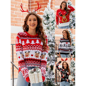 Compre Fabricante Personalizado Feio Camisola De Natal Veados Jacquard  Pullover Xmas Sweater Unisex Jacquard Família Camisola De Natal e Camisola  De Natal de China por grosso por 7.8 USD
