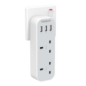 Tessan Multi 5-in-1 Steckdosenleiste mit 2 AC-Steckdosen + 3 USB-A-Anschlüssen für Zuhause, Büro, Reisen – Bestseller