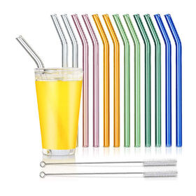 200*8mm Korean ins Style Color Thick Glass Straw Clear Creative  Heat-resistant High Borosilicate