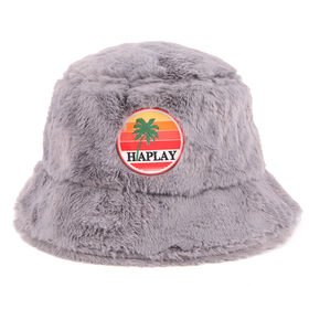 Womens Bucket Hat with Wide Brim Winter Fleece Faux Fur Fluffy Hat