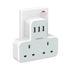 TESSAN شريط تمديد مقبس 5 في 1 مع 2 منافذ تيار متردد + 3 منافذ USB للمنزل والمكتب