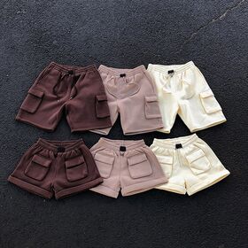 Short cargo en molleton pour homme grande taille avec logo personnalisé, unisexe, 100 % coton