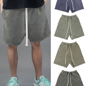 Shorts pour hommes grande taille personnalisés en molleton French Terry, shorts vintage délavés à l'acide, shorts de survêtement épais 100 % coton