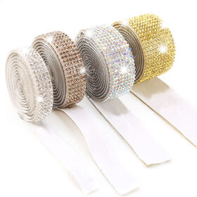 3Yards Multi-color Rhinestones Trim Set Glitter Crystal Ribbon Strass Tape  Apppliques Hotfix Motif Rhinestones Cloth