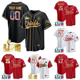 Chiefs Super Bowl LVII Flag Baseball Custom Jersey - All Stitched