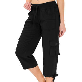 Buy the Womens Black Dri-Fit Elastic Waist Drawstring Capri