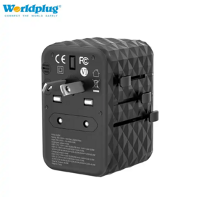 Worldplug Adaptateur Secteur Multiple Best-Seller PD 65W Charge Rapide Adaptateur de Voyage Universel Mondial avec 4 Type-C et 1 USB