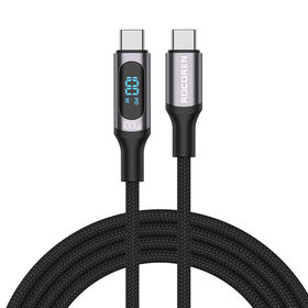 Baseus PD 100W USB C to USB C Cable, 5A Fast Charging USB C Cable with LED  Display, Zinc Alloy Nylon Braided Type C Cable 6.6ft for Samsung S21 S20