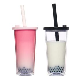 Pink Boba Tea Design Lidded Tumbler